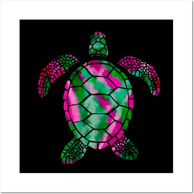 Pink and Green Watercolor Sea Turtle Wall Art by ksrogersdesigns